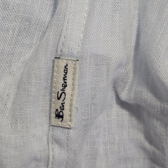 Ben Sherman Mens Modern Classic Fit Linen Blend Button Up Shirt Size Small - Picture 6 of 11